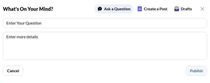 Screenshot of the Wealthy Affiliate Ask a Question interface showing fields for entering a question and details.