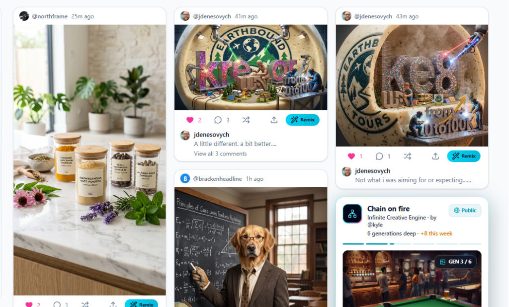 Collage of Kre8or community posts showcasing creative social interactions.